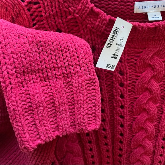 NWT Aero Red Cable Knit Soft Sweater - Picture 5 of 9
